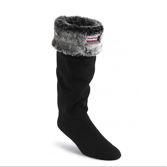 Hunter Grizzly Fur Cuff Fleece Welly 